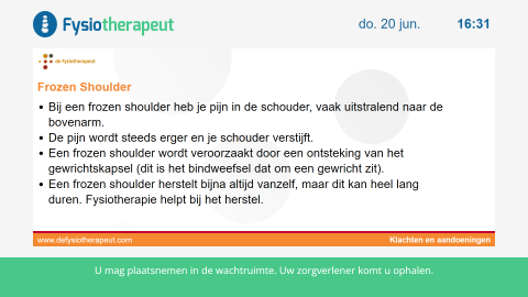 Voorbeeld uitzending voor fysiotherapeuten en oefentherapeuten